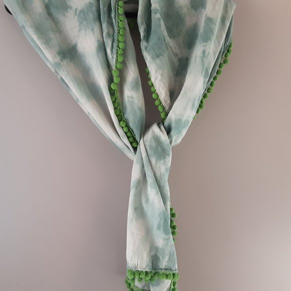 Natural Life Cotton Tie Dye Pom Pom Oblong Scarf - Picture 5 of 10